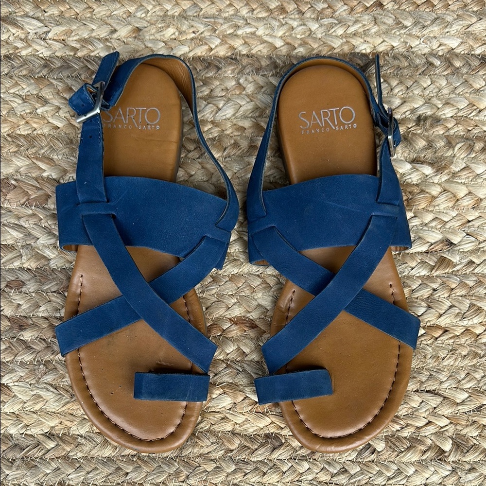 Sarto Gia Blue Strappy Sandals